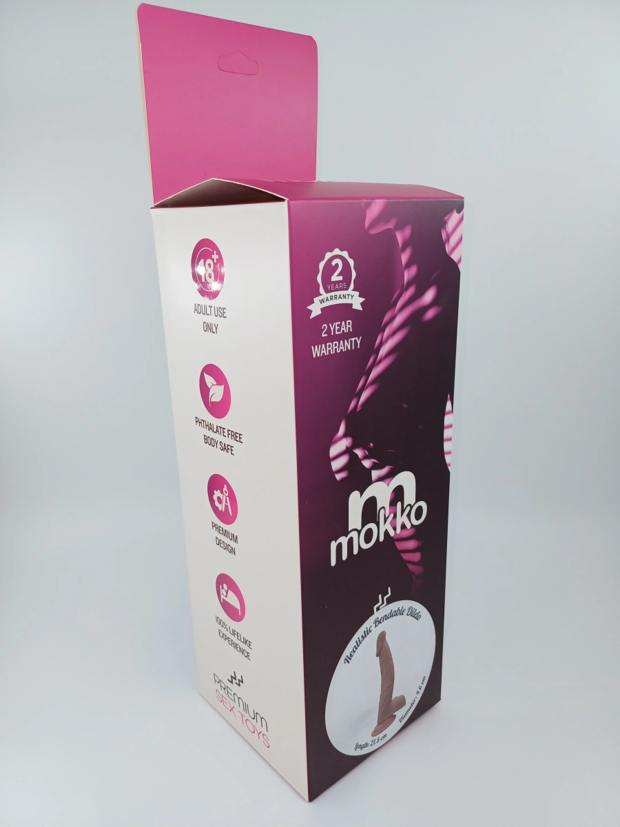 Dildo Noah Sliding&Bendable, TPE Strat Dublu, Caramel, 21.5 cm, Mokko Toys