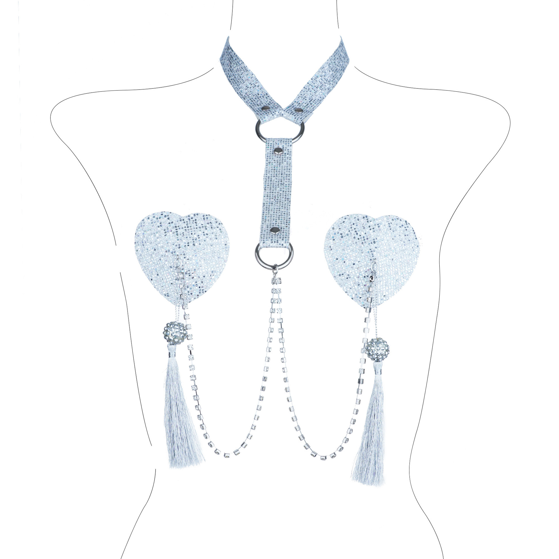 Acoperitoare Sfarcuri Adezive Tassel Play, Argintiu, JGF Lingerie
