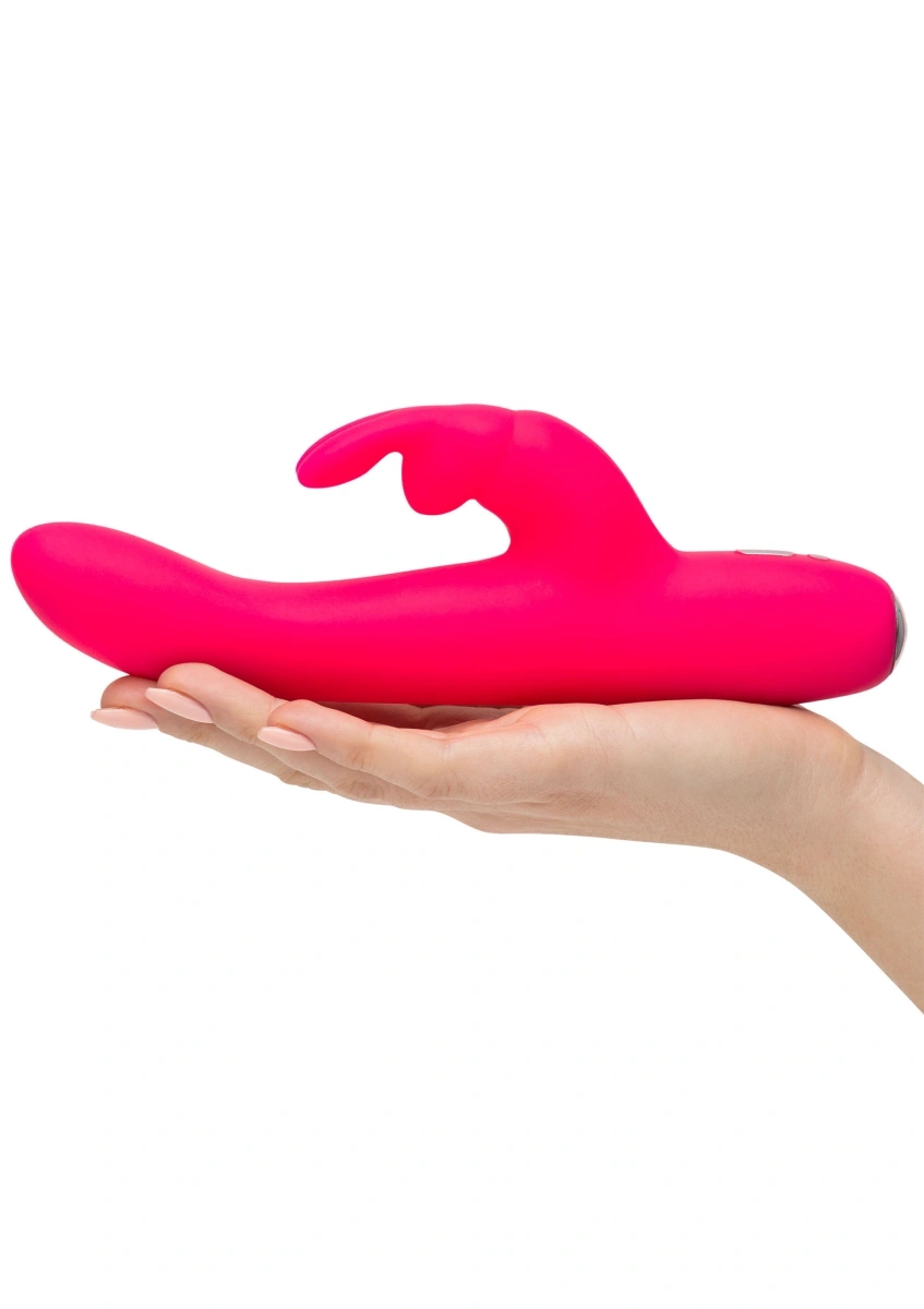 Vibrator Happy Rabbit Slimline Curve Rabbit, 15 Moduri Vibratii, Silicon, USB, Roz, 20 cm