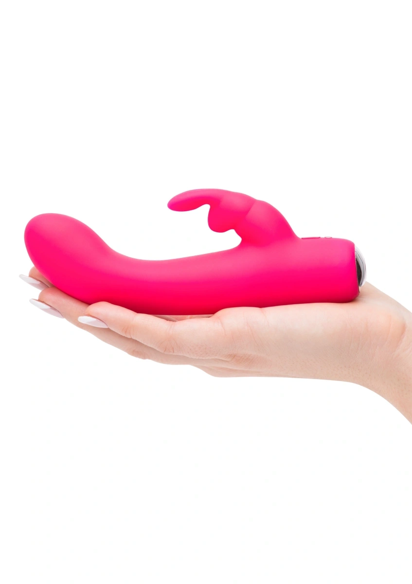 Vibrator Happy Rabbit Mini Rabbit, 12 Moduri Vibratii, Silicon, USB, Roz, 15 cm