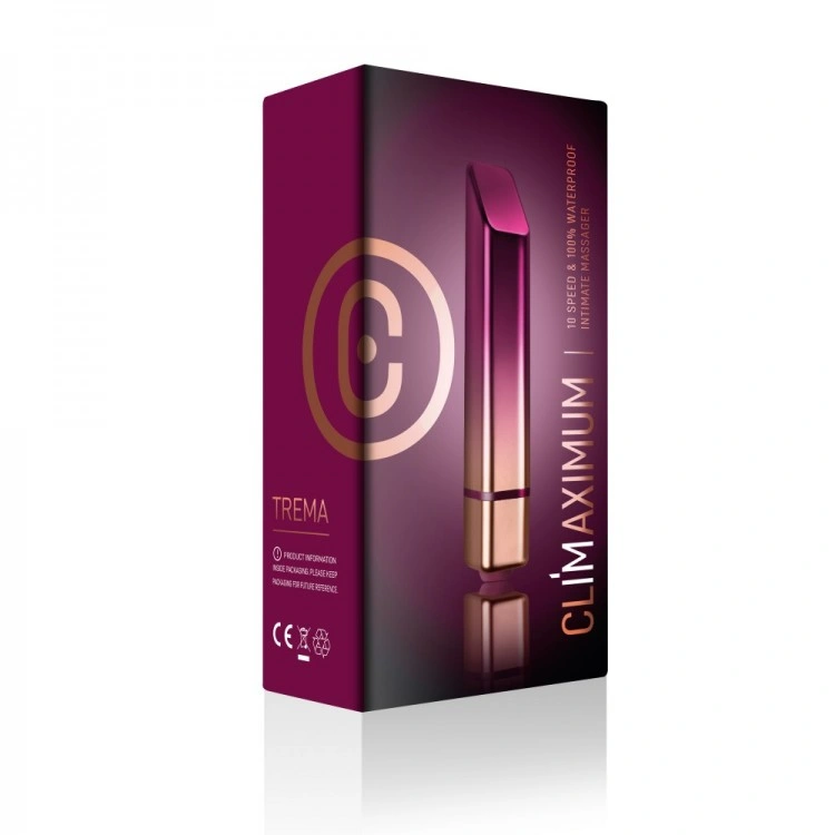 Glont Vibrator Climaximum Trema, 10 Moduri Vibratii, ABS, Burgundy, 10 cm