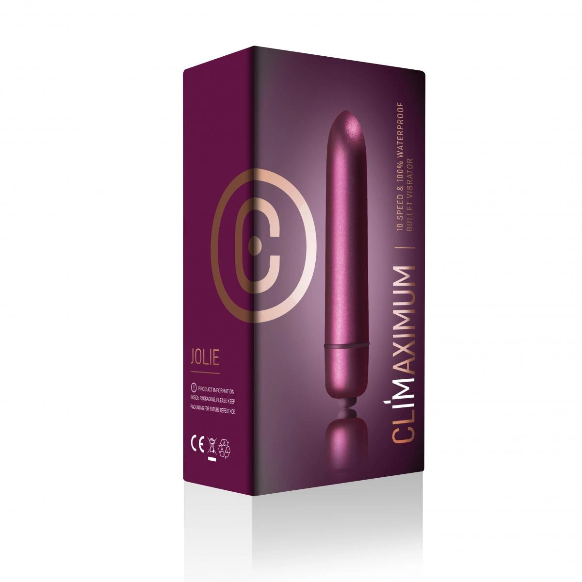 Glont Vibrator Climaximum Jolie, 10 Moduri Vibratii, ABS, Burgundy, 8.8 cm