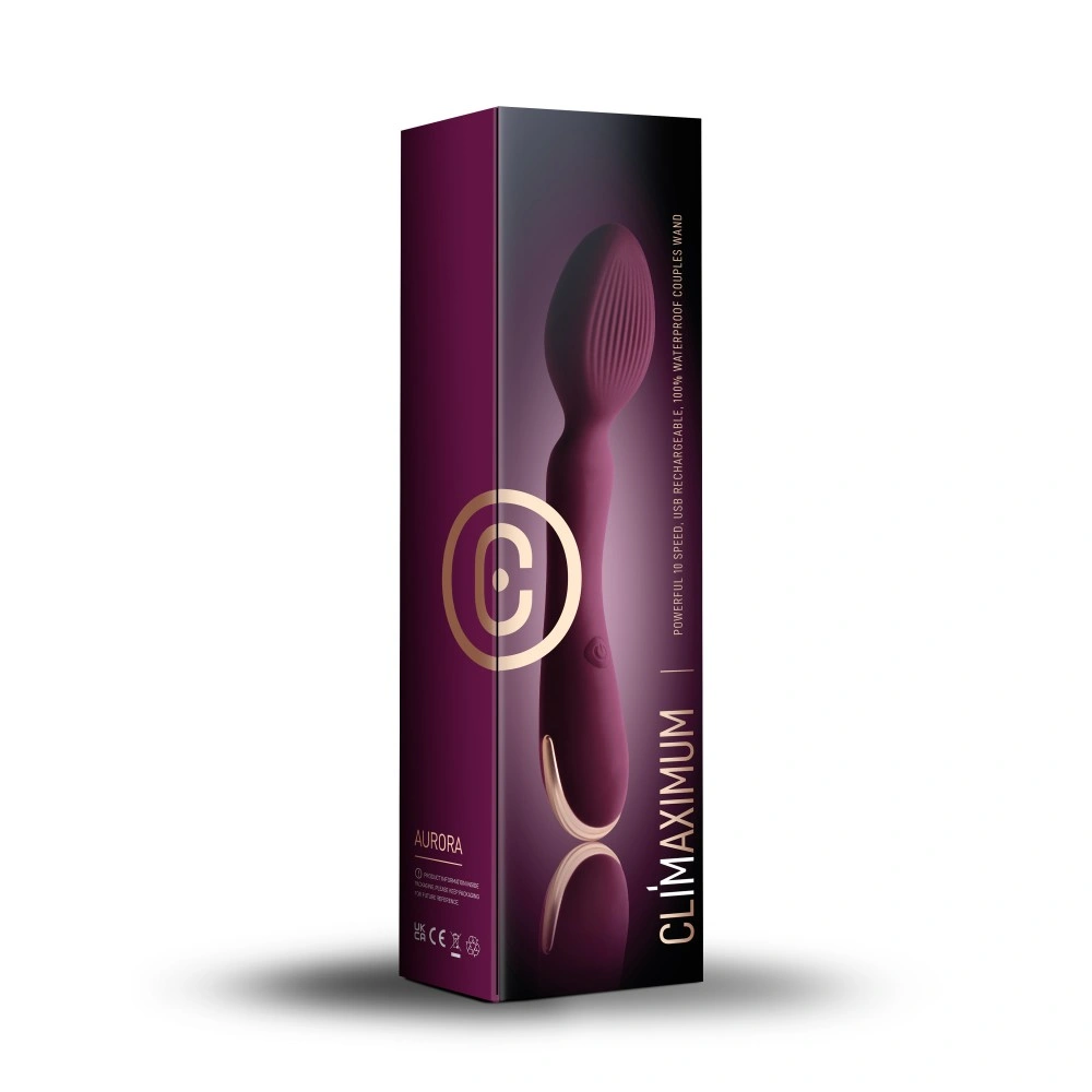 Vibrator Climaximum Aurora, 10 Moduri Vibratii, USB, Silicon, Burgundy, 23.5 cm