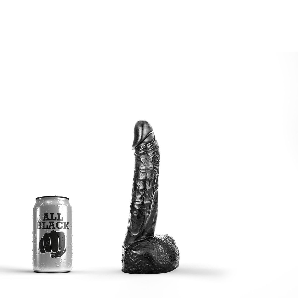 Dildo Realist All Black PVC Negru 21 cm
