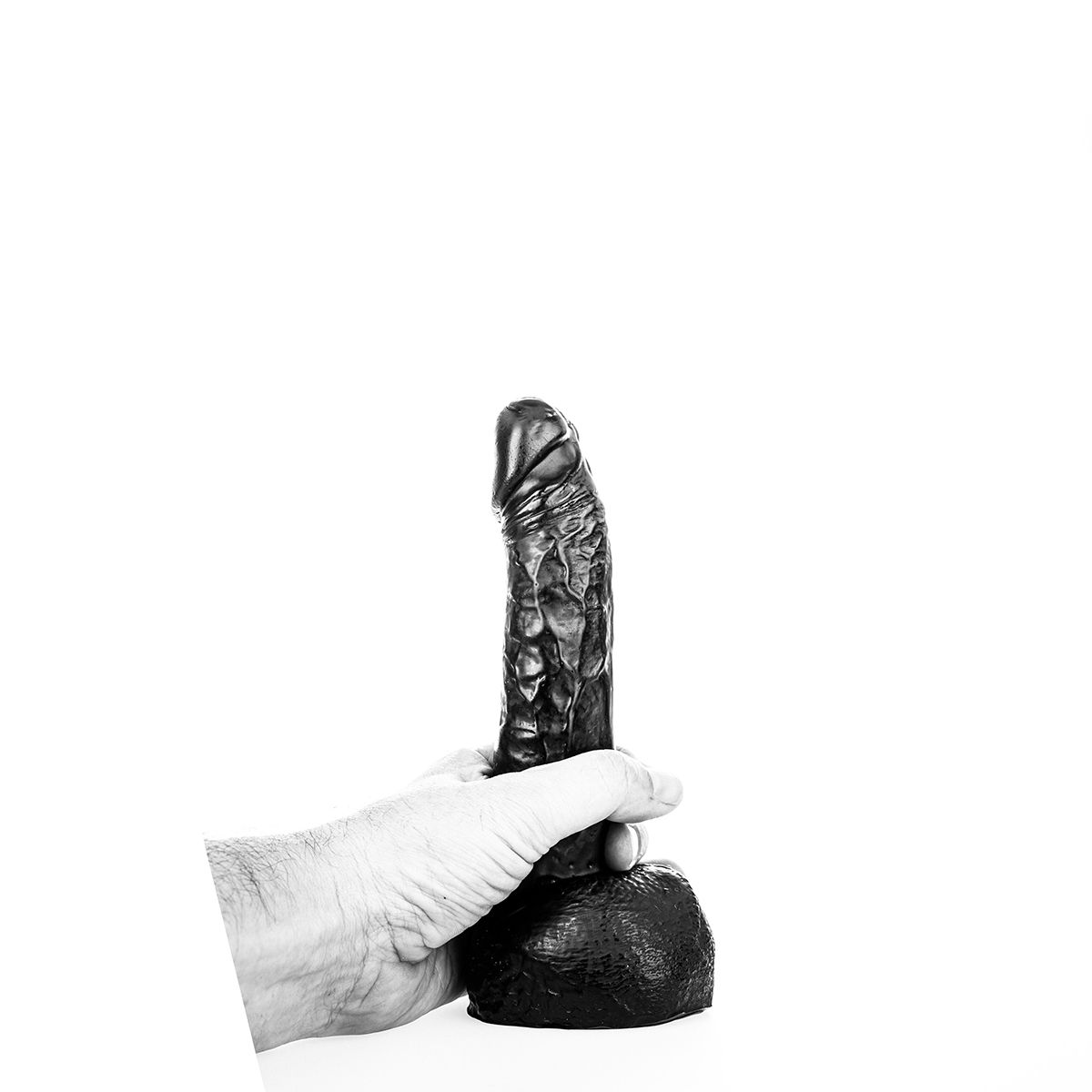 Dildo Realist All Black PVC Negru 21 cm