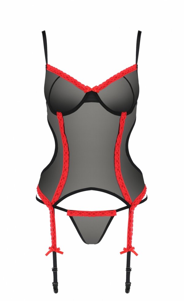 Corset si Bikini Duru din Tulle, Negru, S/M
