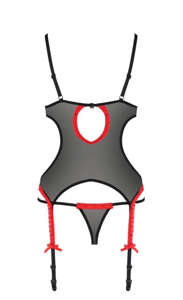 Corset si Bikini Duru din Tulle, Negru, S/M