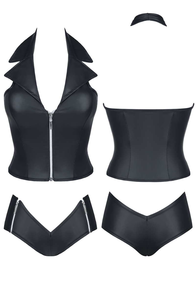 Set Lenjerie Eva 2 Piese Piele Ecologica Neagra M