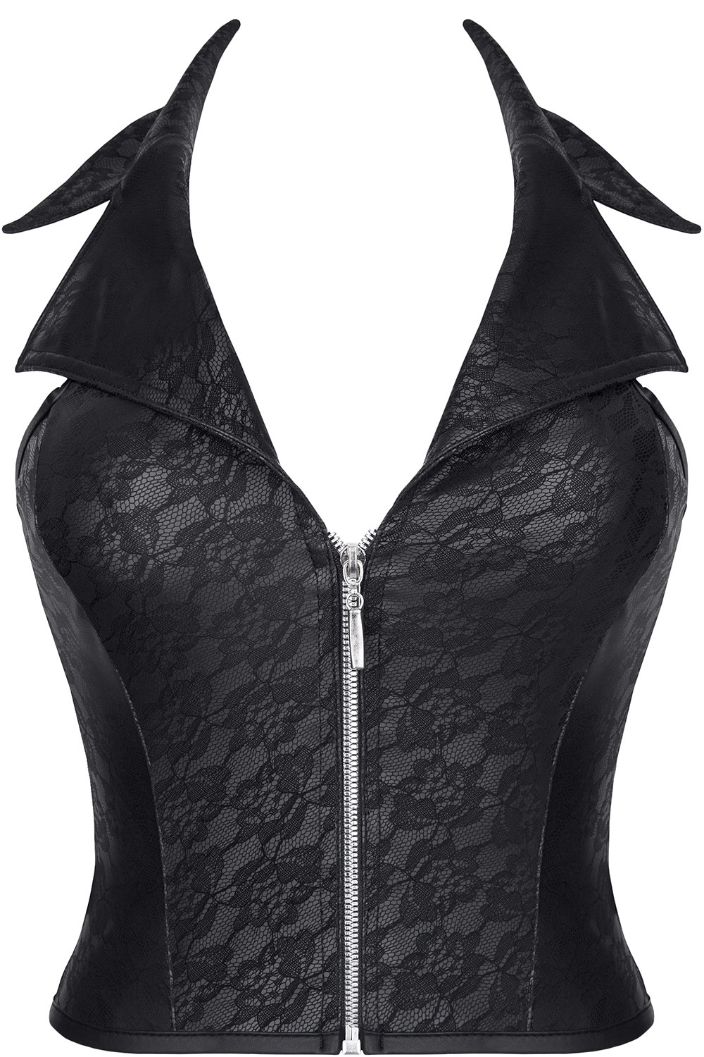 Top Ludmila Piele Ecologica cu Imprimeu Floral Negru S