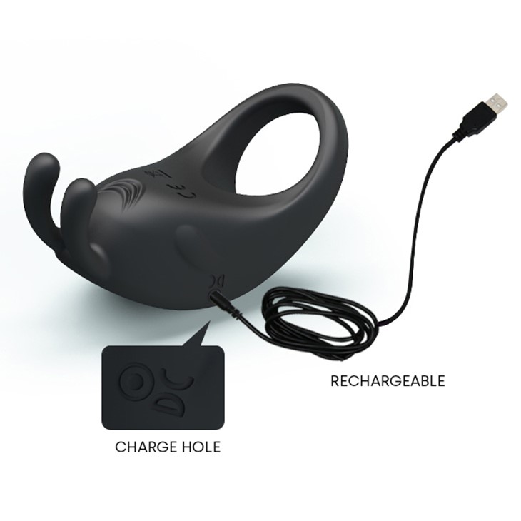 Inel de Penis Rapid 7 Moduri Vibratii Erospace, Silicon, USB, Negru