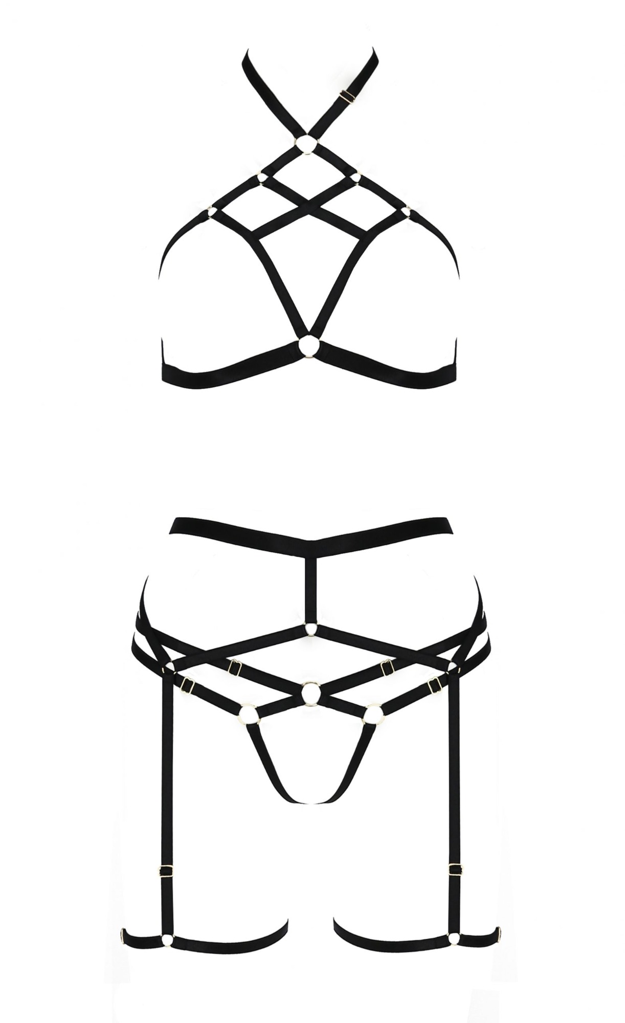Set 3 Piese Morgan Multi Straps, Negru, S/M