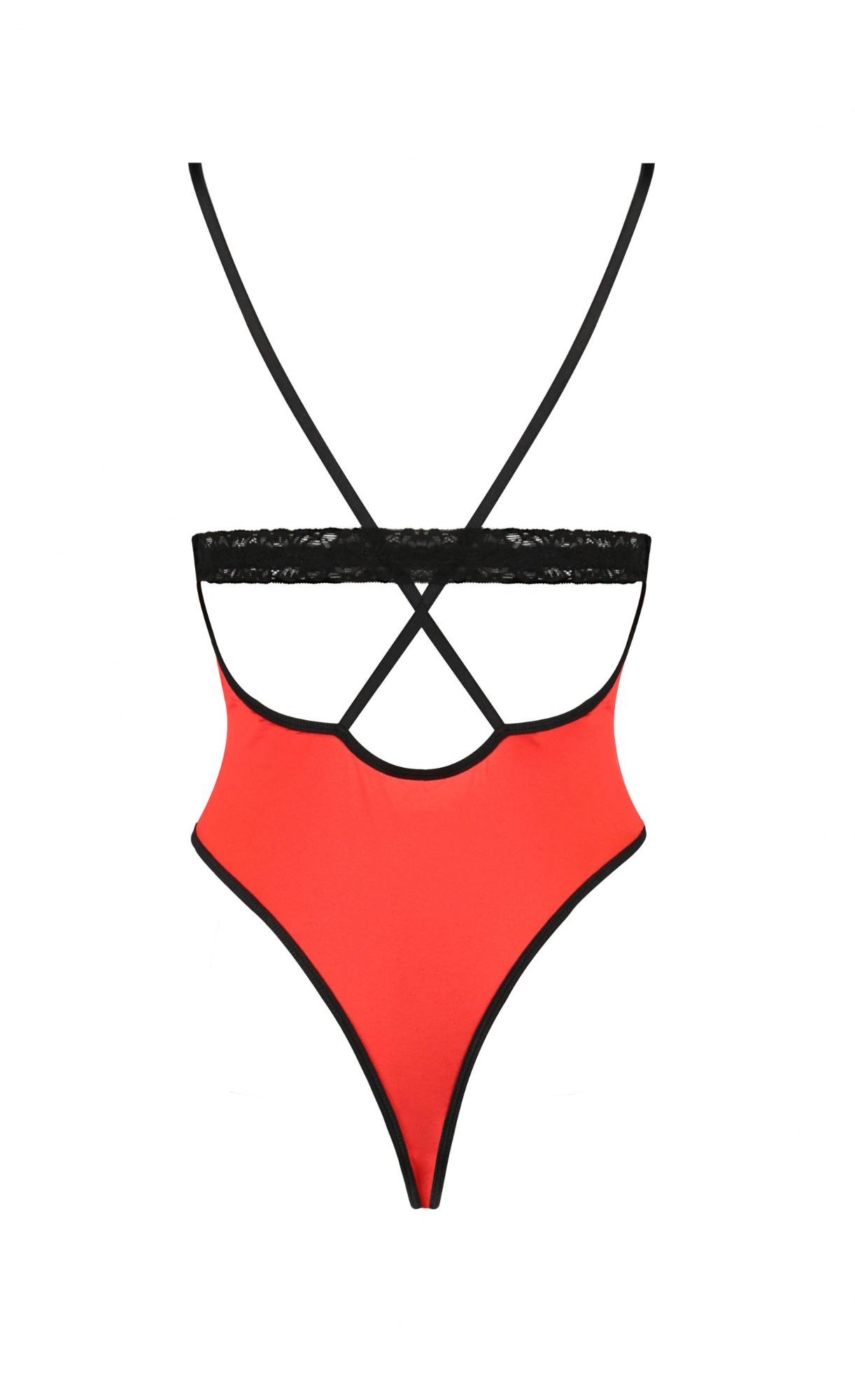 Body Crotchless Femmina, Rosu/Negru, S/M