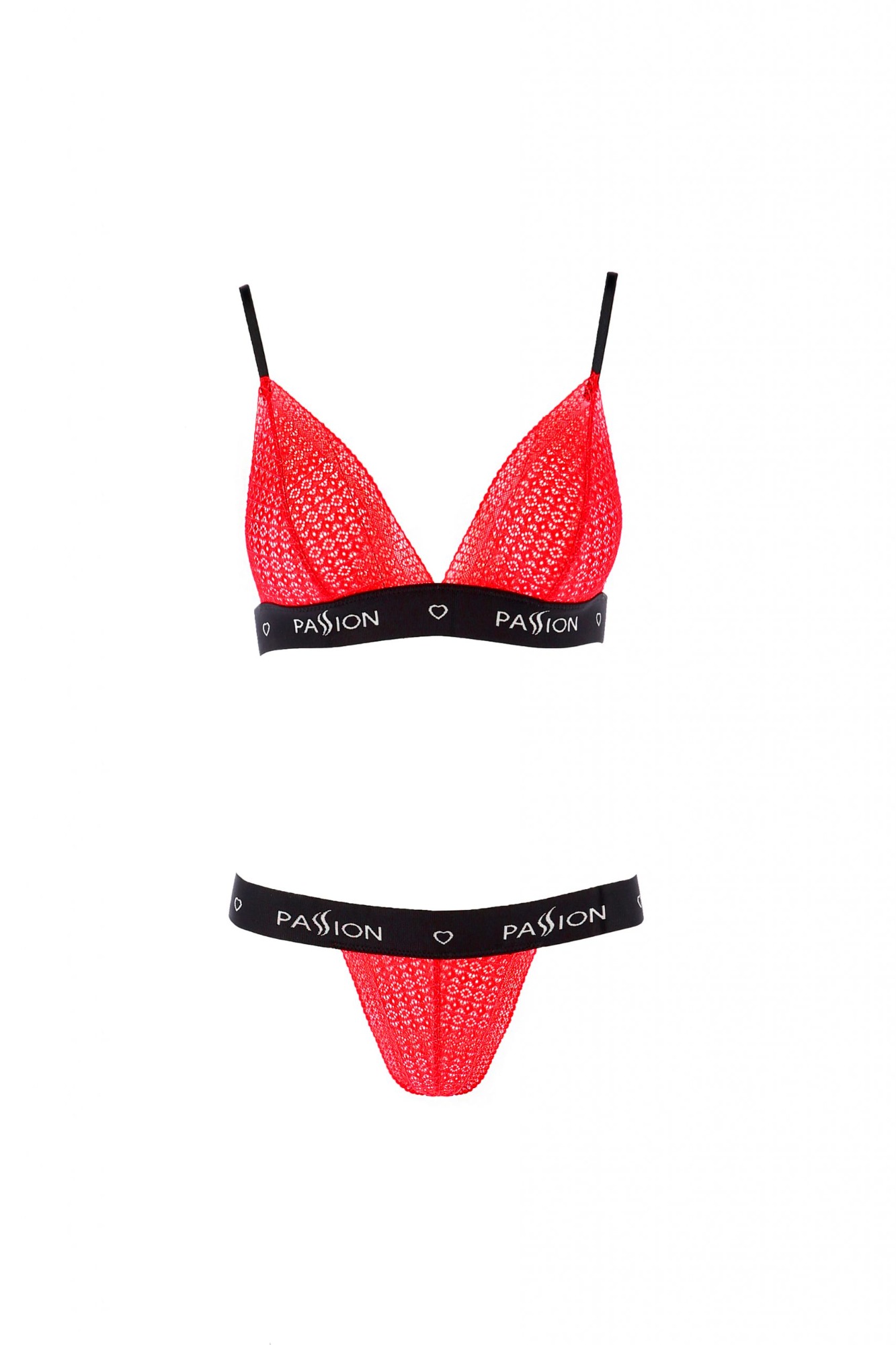 Set Lenjerie Glamiss din Dantela, Rosu/Negru, S/M