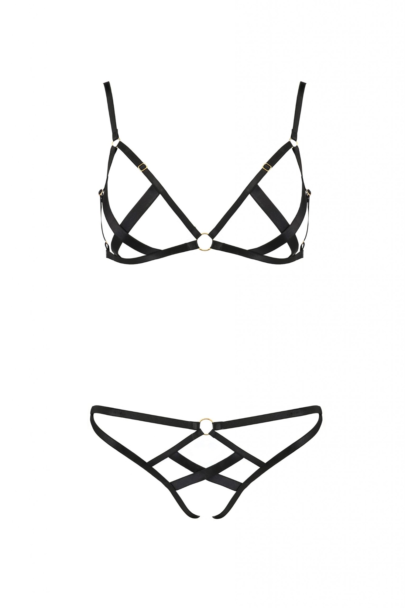 Set Lenjerie Harness Nicky, Negru, S/M