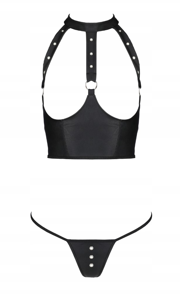 Set 2 Piese Genevia din Piele Ecologica, Negru, L/XL