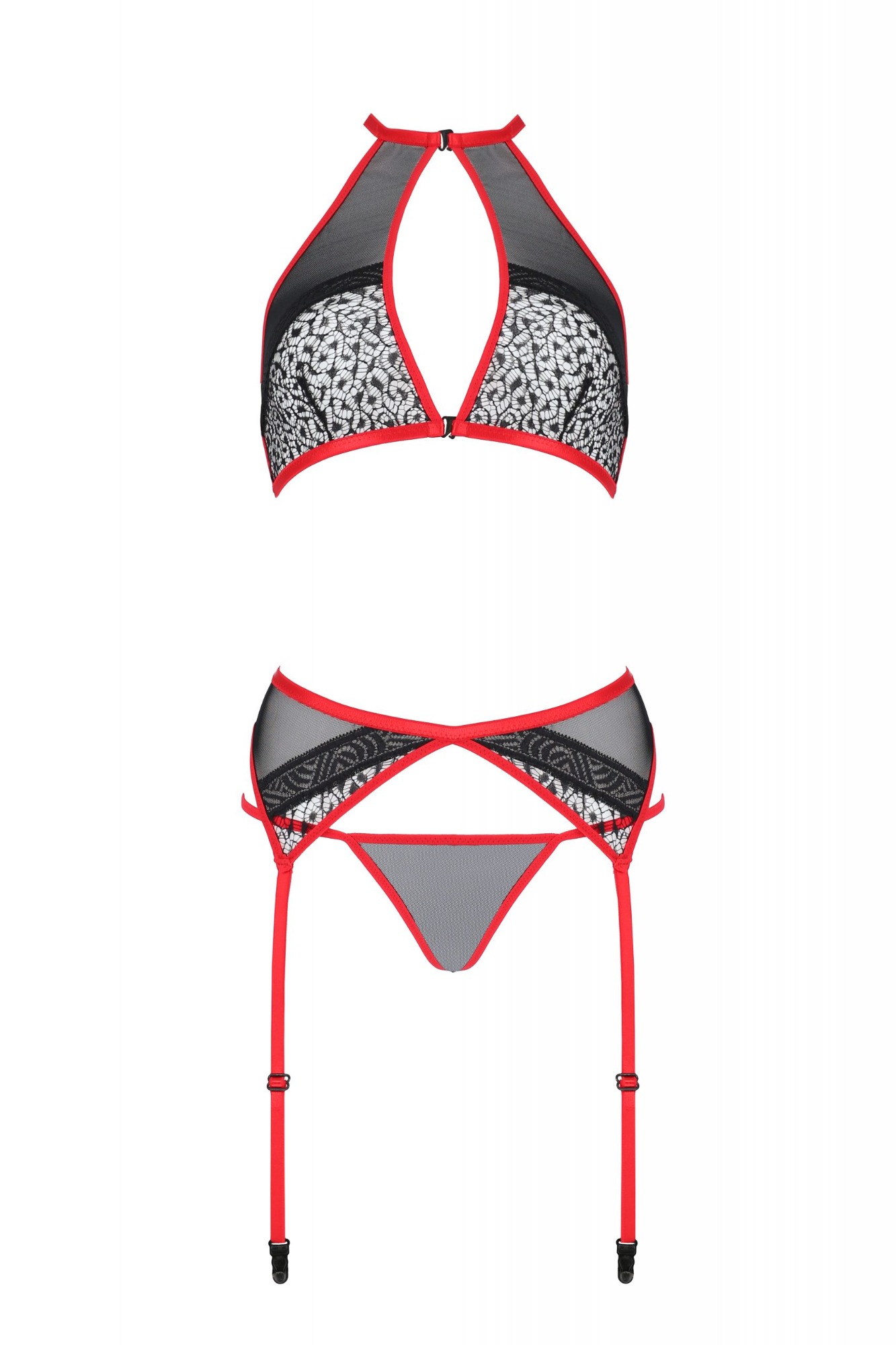 Set 3 Piese Satara, Negru/Rosu, S/M