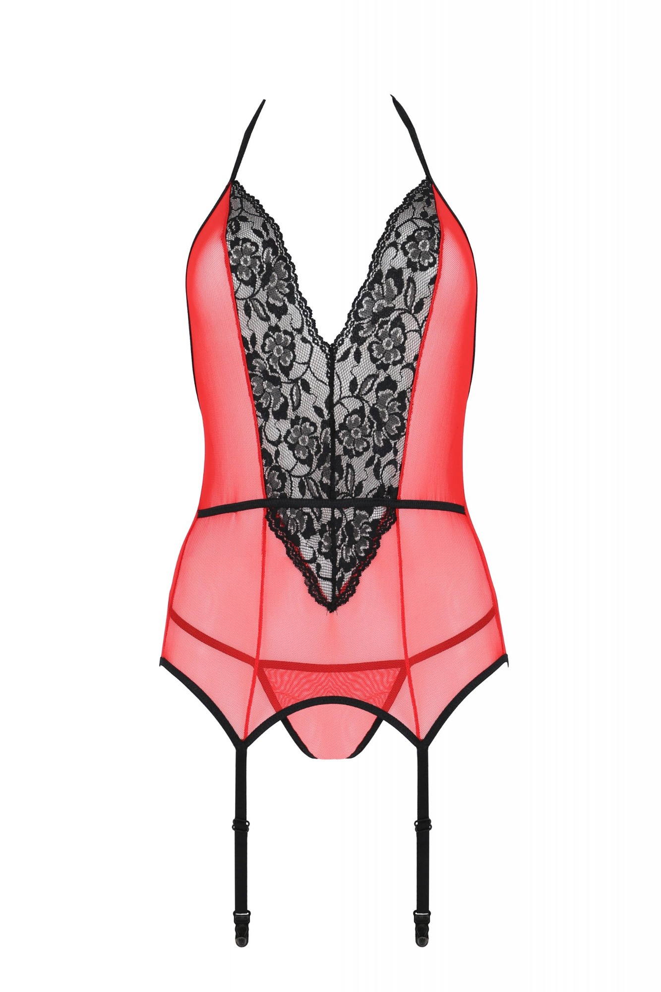 Corset si Bikini Peonia, Rosu/Negru, S/M