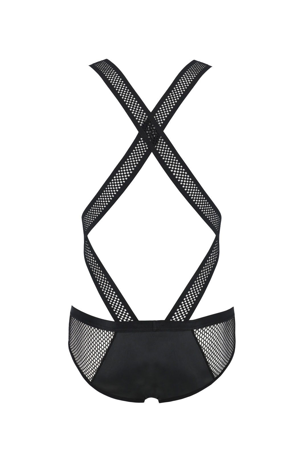Body Victor din Piele Ecologica si Plasa, Negru, L/XL