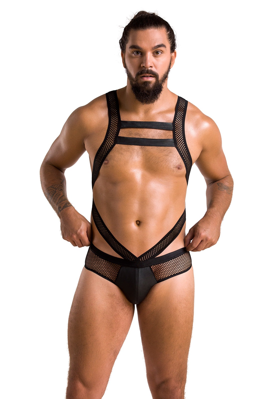 Body Victor din Piele Ecologica si Plasa, Negru, S/M