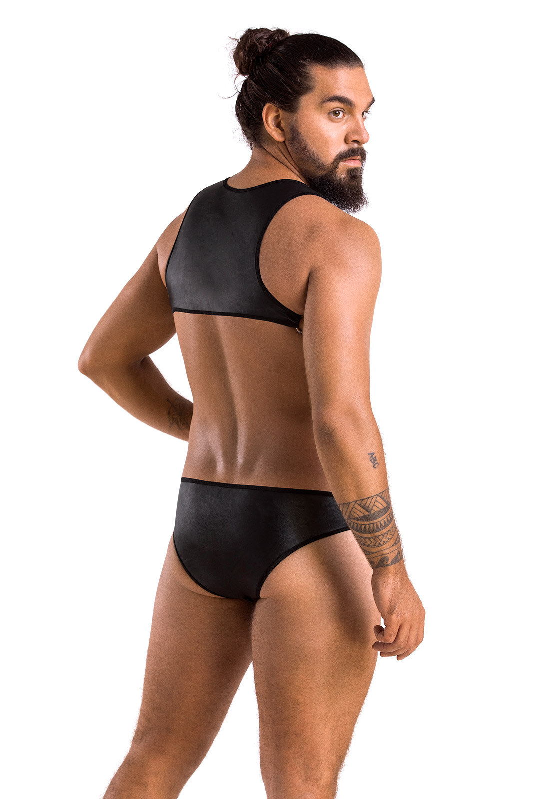 Set 2 Piese Adam din Piele Ecologica cu Capse Metalice, Negru, L/XL