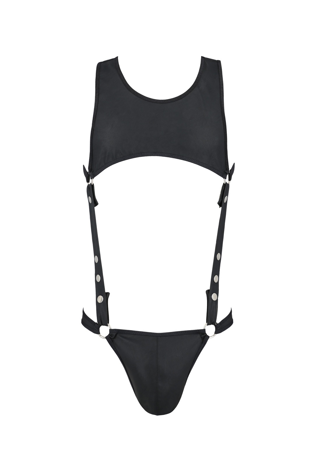 Set 2 Piese Adam din Piele Ecologica cu Capse Metalice, Negru, L/XL