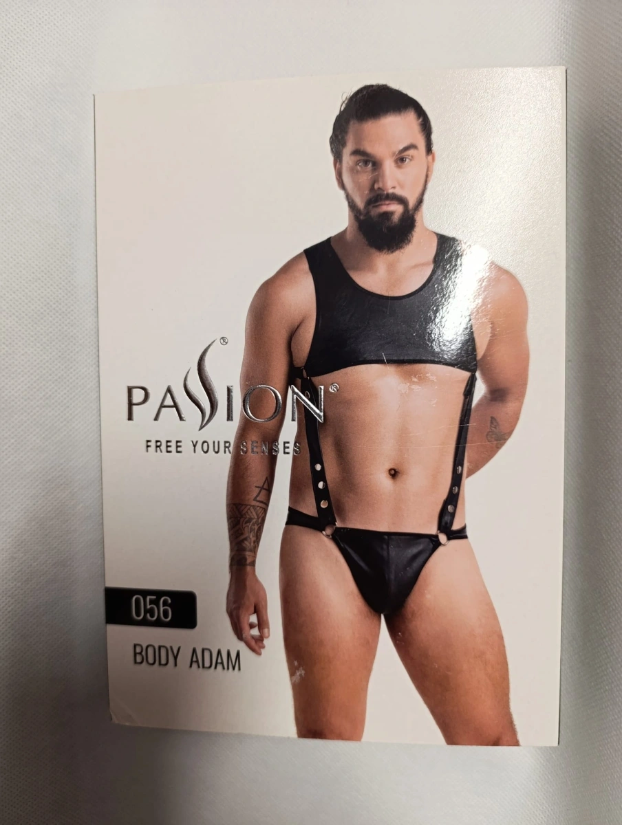 Set 2 Piese Adam din Piele Ecologica cu Capse Metalice, Negru, L/XL