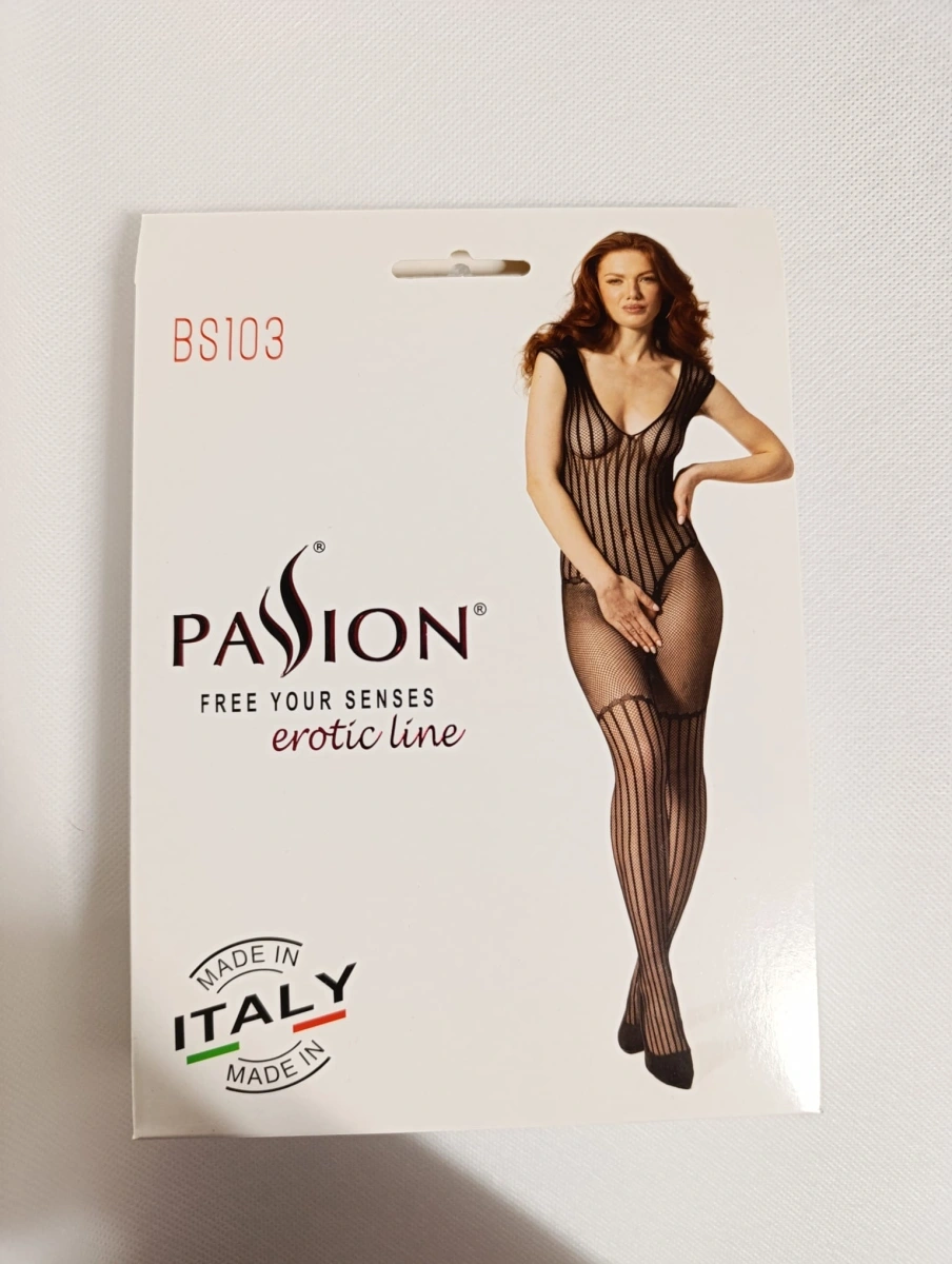 Bodystocking Crotchless Passion, Negru, S-L