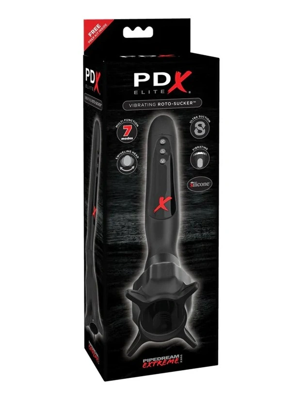Masturbator Vibrating Roto-Sucker, 7 Moduri Vibratii si Suctiune, Silicon, Negru