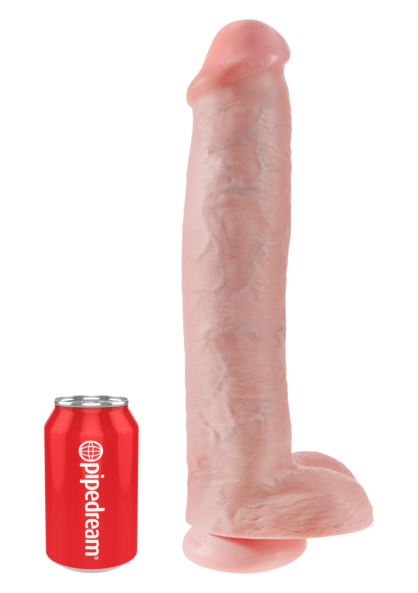 Dildo Realist King Cock cu Ventuza, Natural, 38 cm