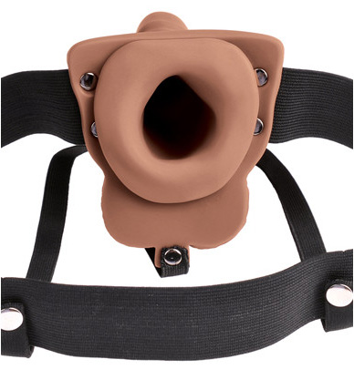 Strap-on Hollow Vibrator Fetish Fantasy, 10 Moduri Vibratii, PVC, Natural 17.8 cm