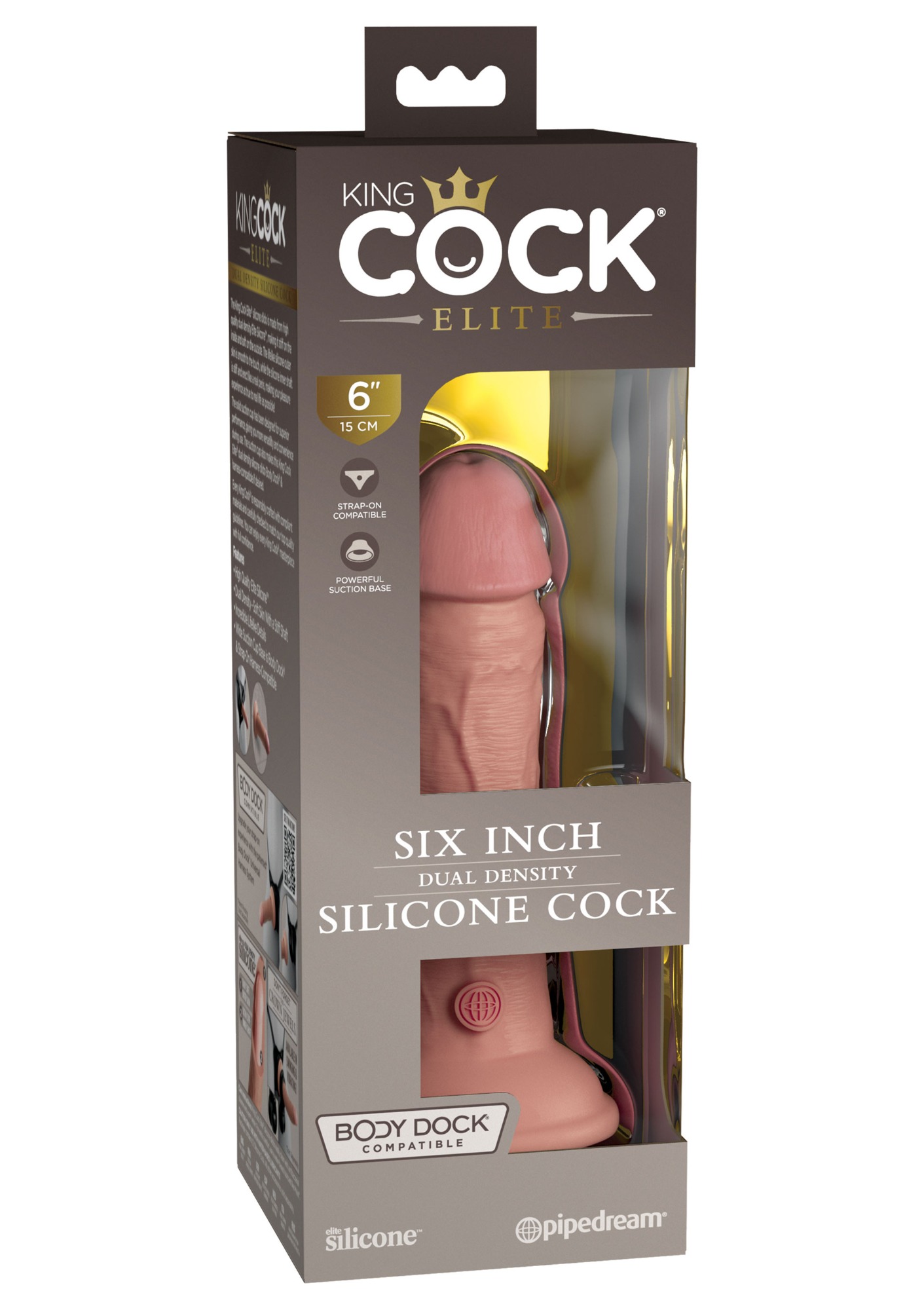 Dildo Realist King Cock Elite Silicon Dubla Densitate Ventuza Puternca Natural 17.8 cm