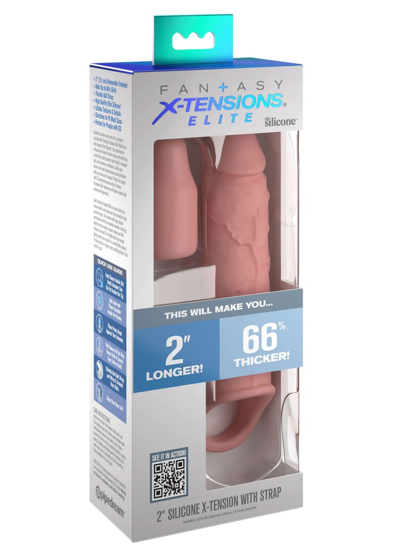 Prelungitor Penis cu Inel Testicule Fantasy X-Tensions Elite, Silicon, Natural, 20.3 cm