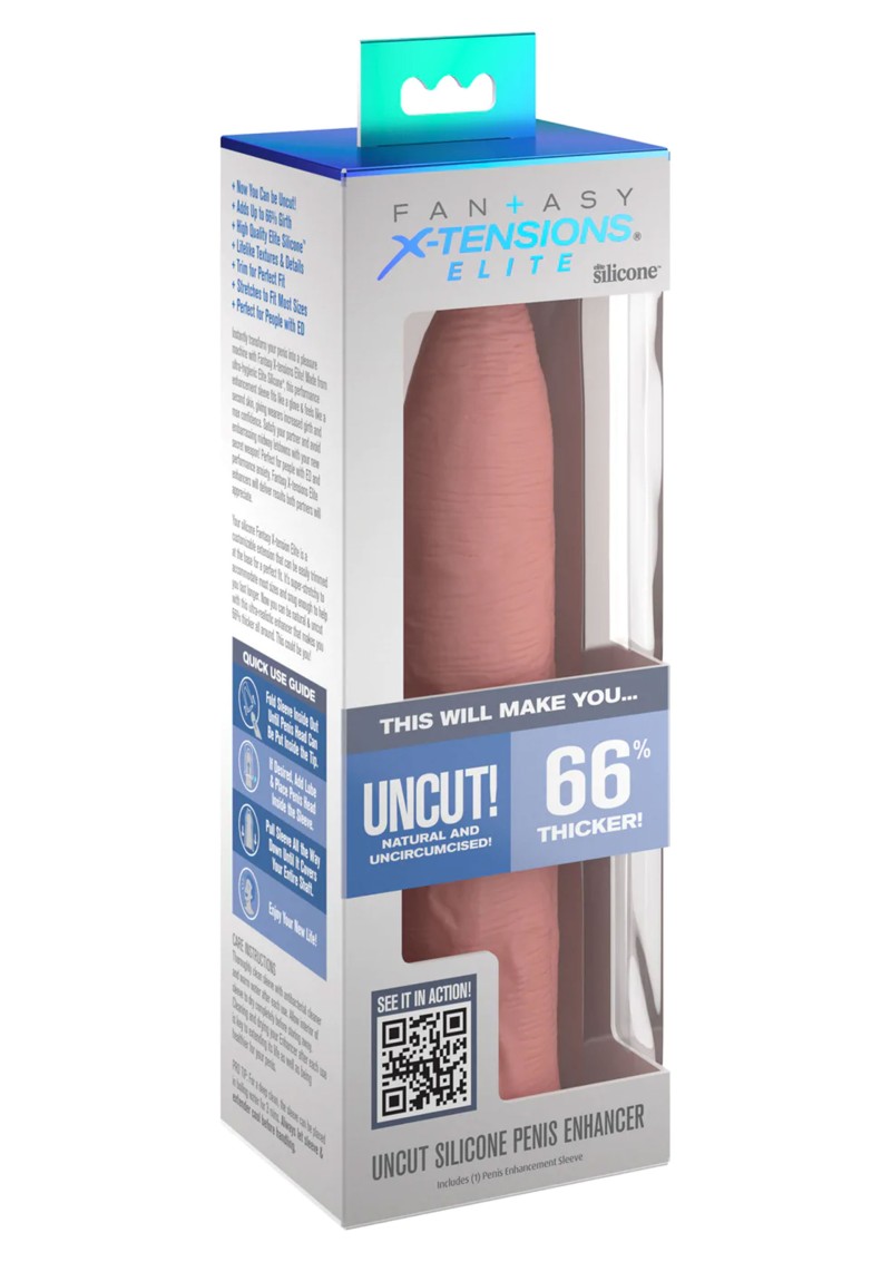 Prelungitor Penis Uncut Fantasy X-Tensions Elite, Silicon, Natural, 17.8 cm