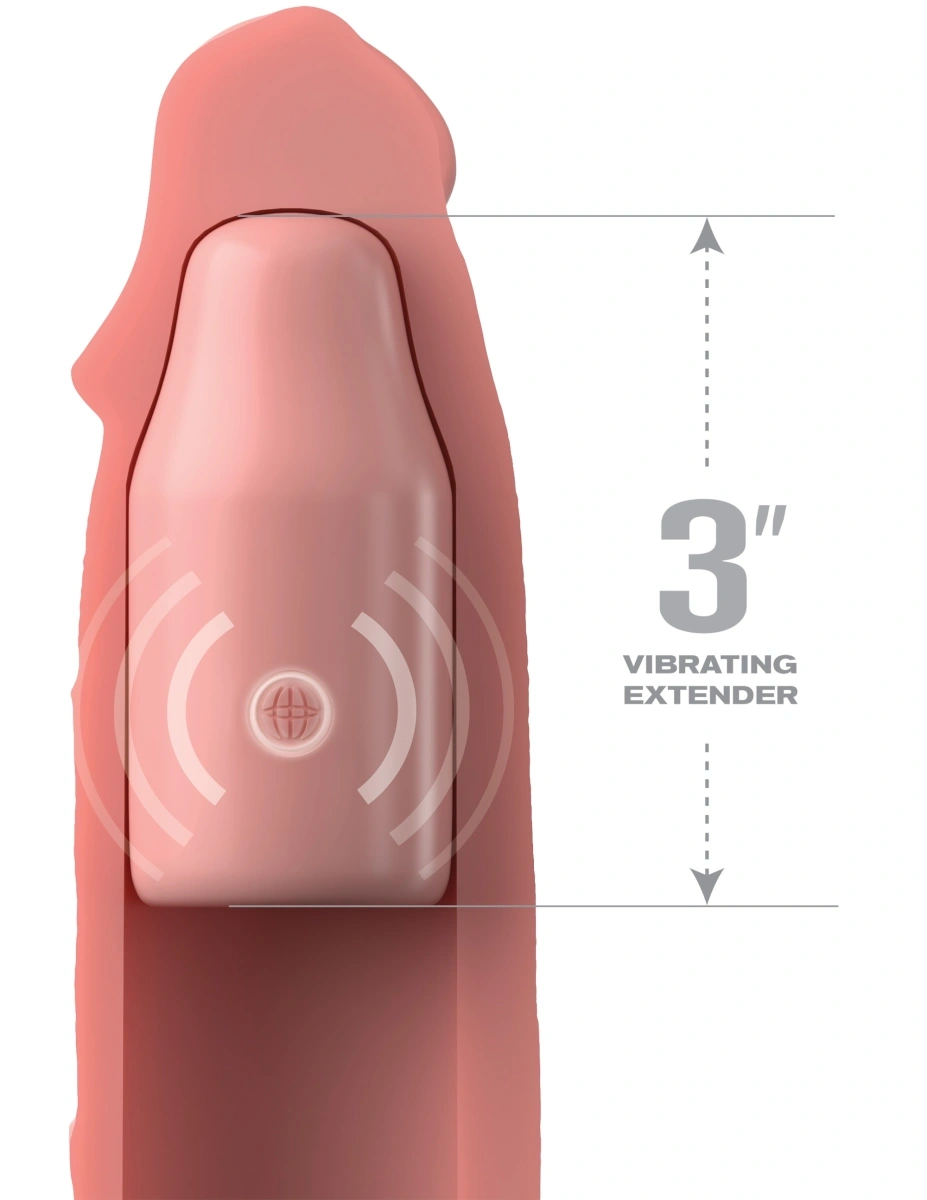 Prelungitor Penis cu Vibratii Fantasy X-Tensions Elite, Remote Control, Silicon, Natural, 22.9 cm