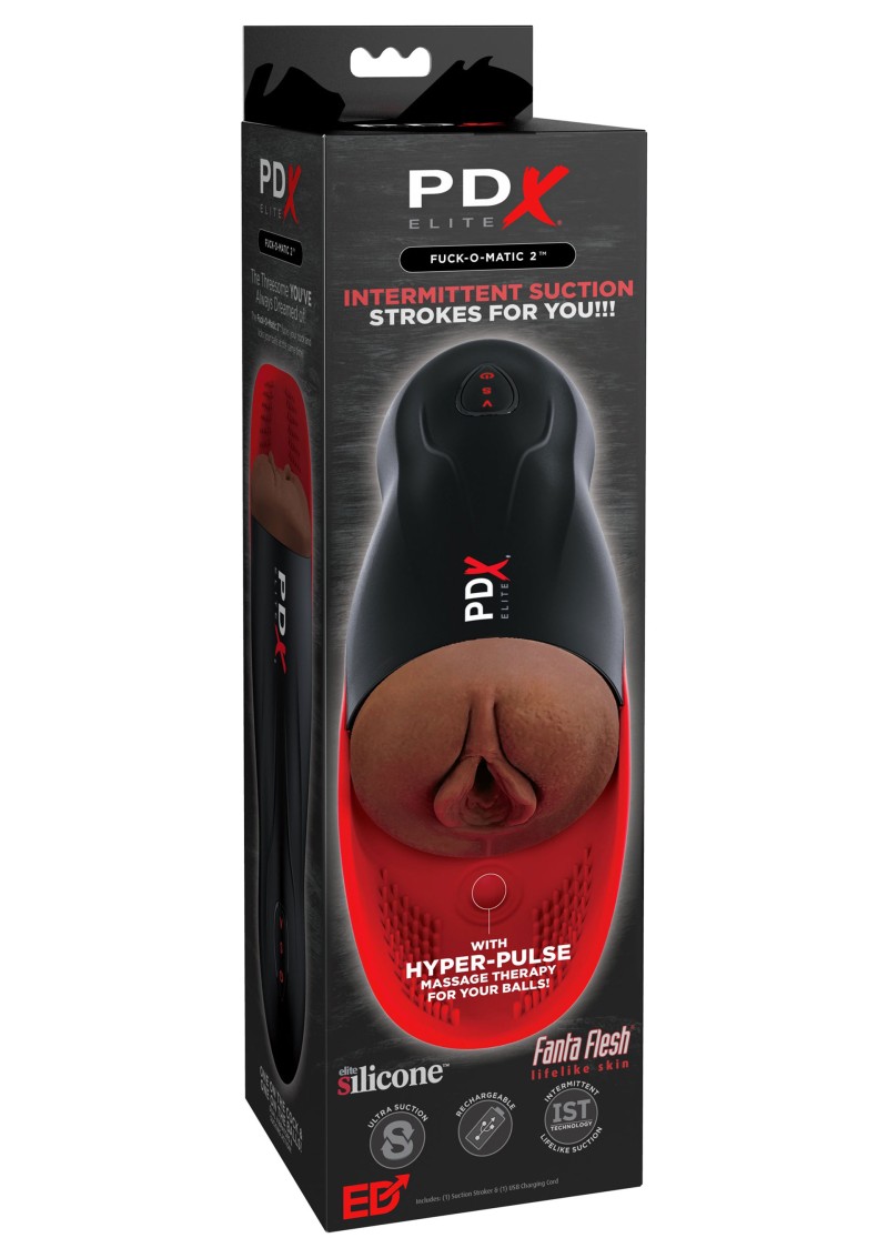 Masturbator Vagin Fuck-O-Matic 2, 10 Moduri Vibratie, 5 Moduri Suctiune, Maro, 26.8 cm