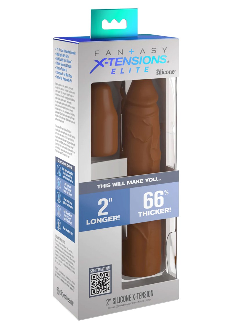 Prelungitor Penis Fantasy X-Tensions Elite, Silicon, Maro, 20.3 cm