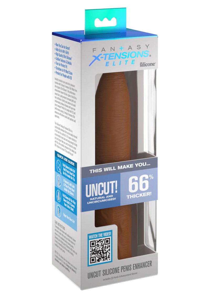 Prelungitor Penis Uncut Fantasy X-Tensions Elite, Silicon, Maro, 17.8 cm