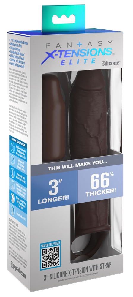 Prelungitor Penis cu Inel Testicule Fantasy X-Tensions Elite, Silicon, Maro, 24.1 cm
