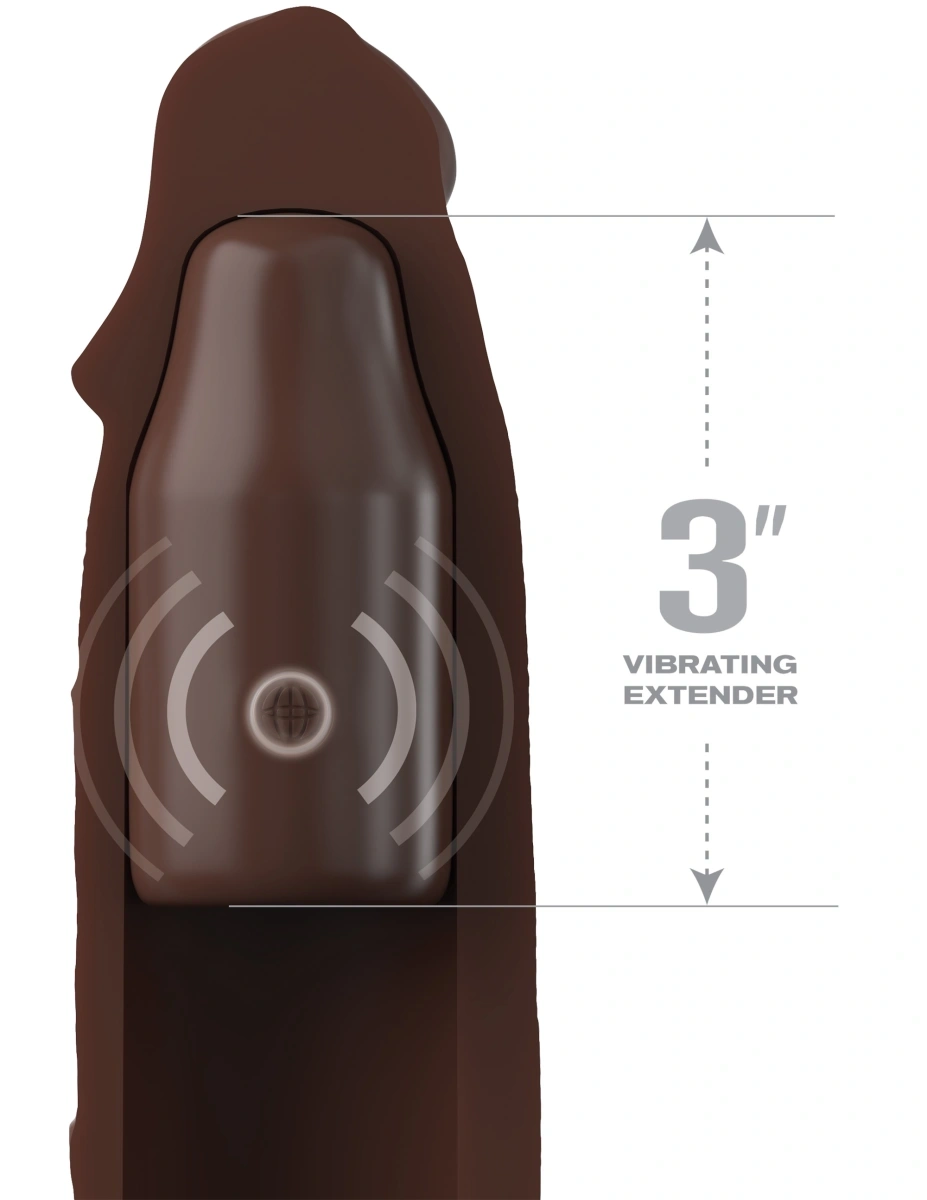 Prelungitor Penis cu Vibratii Fantasy X-Tensions Elite, Remote Control, Silicon, Maro, 22.9 cm