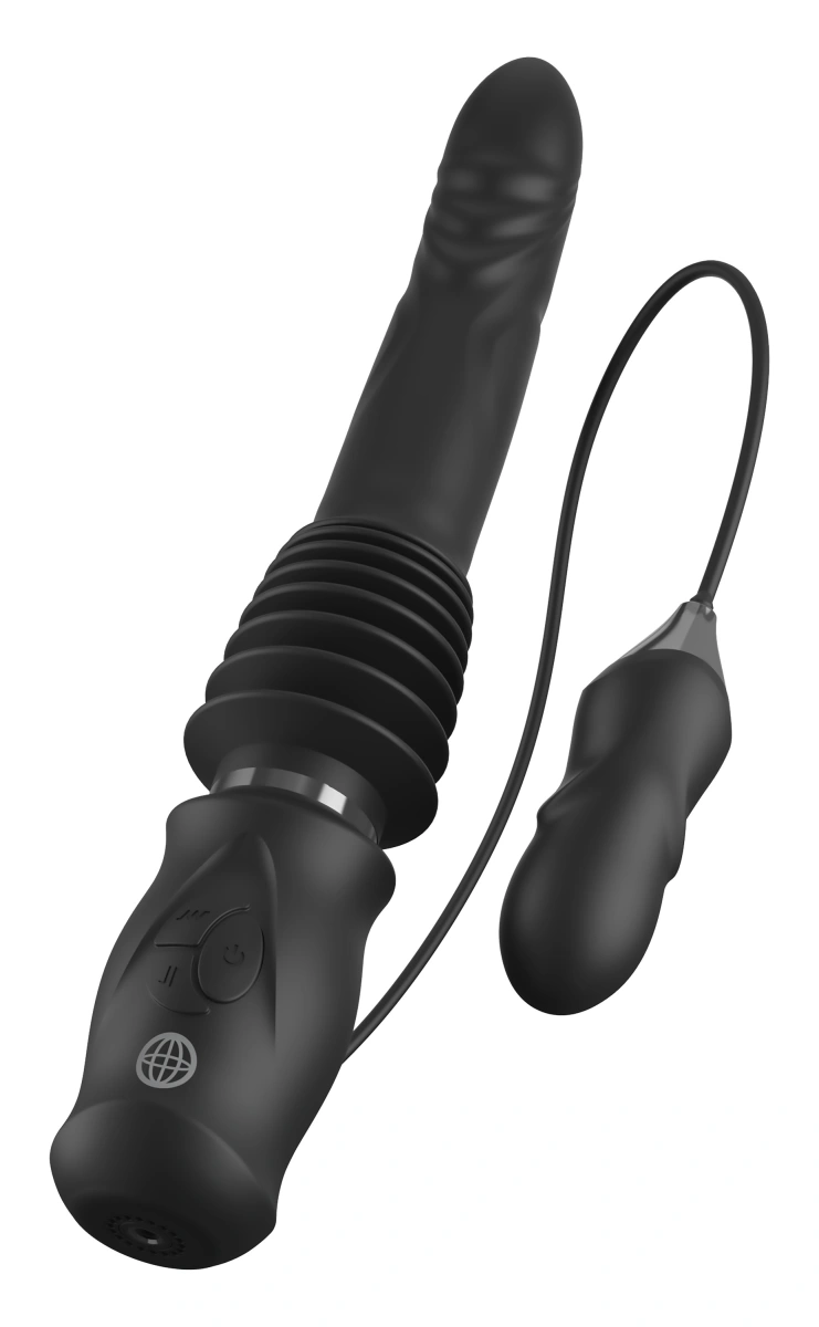 Stimulator Ultimate Silicone Thruster, 10 Moduri Vibratii, 3 Moduri Impingere, Silicon, USB, Negru, 29 cm