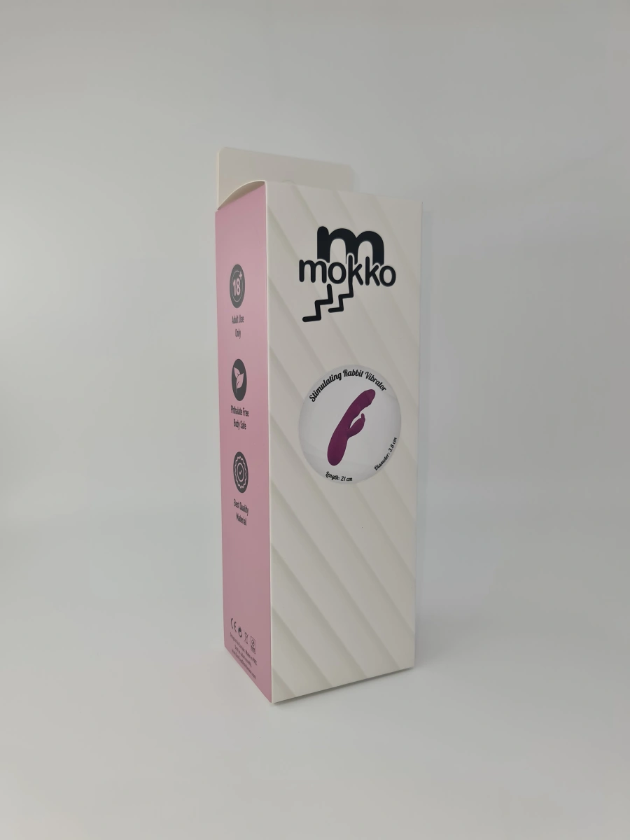 Vibrator Rabbit Fire, 10 Moduri Vibratii, 5 Moduri Pulsatii, Silicon, USB, Mov, 21 cm, Mokko Toys