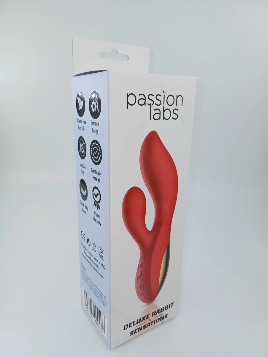 Vibrator Deluxe Rabbit Extra Powerful, 12 Moduri Vibratii, Silicon, USB, 20 cm, Passion Labs, Sensations
