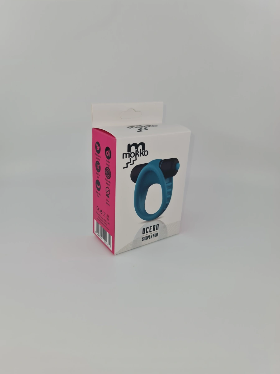 Inel Penis Ocean cu Vibratii, Silicon, Albastru, Mokko Toys, Simply Fun