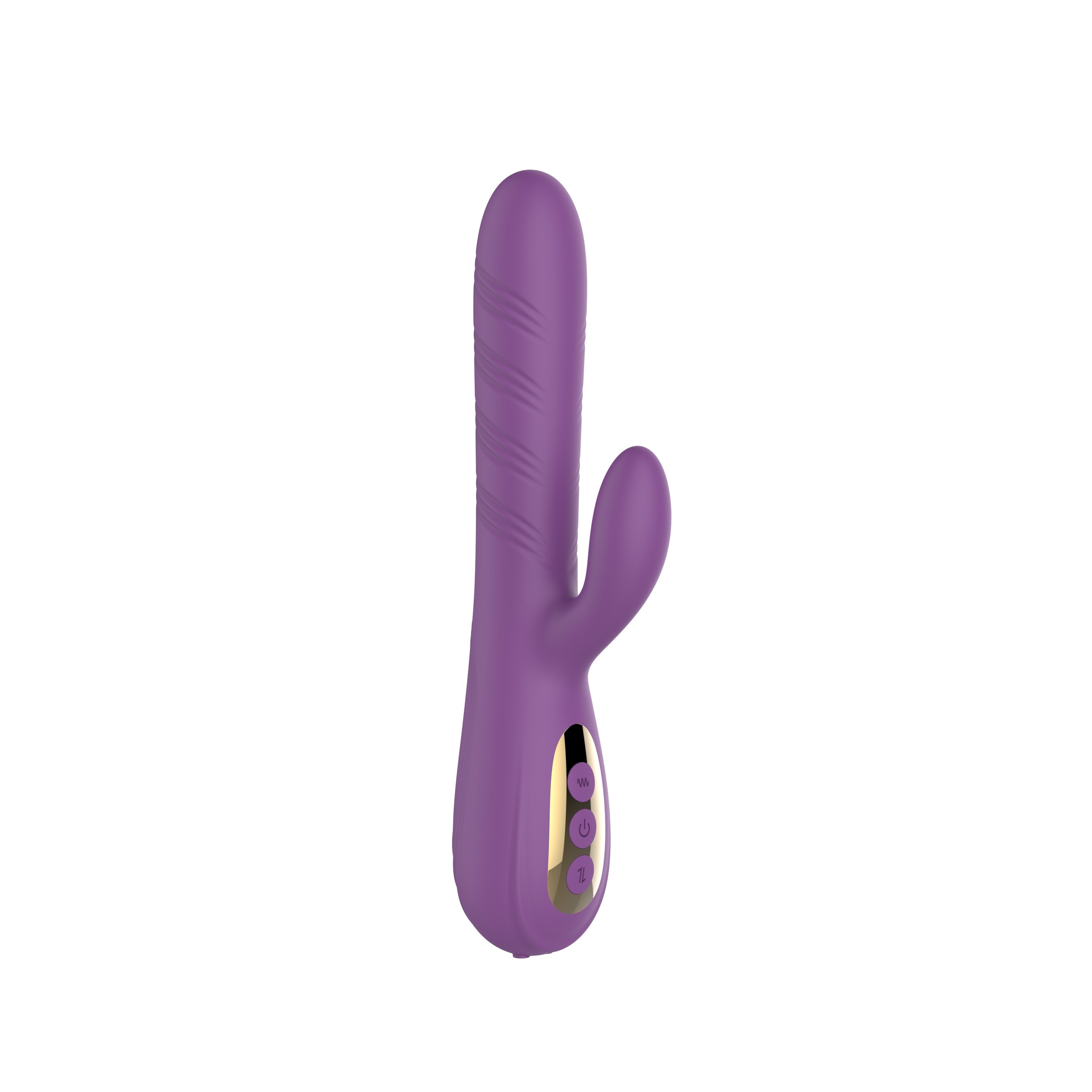 Vibrator Iepuras Lizzie, Vibrating&Twisting, 10+4 Moduri Stimulatoare, Silicon, USB Magnetic, Violet, 24 cm, Mokko Toys, Good Vibes