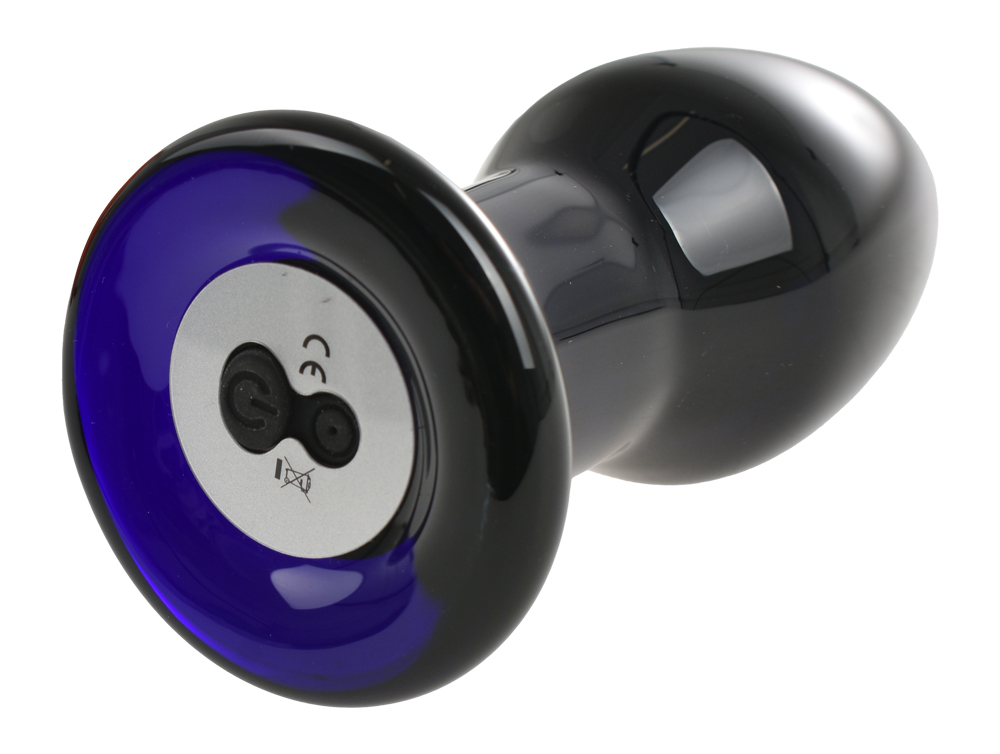 Dop Anal Vibro Plug Glass, Remote Control,10 Moduri Vibratii, Sticla Premium, USB, Albastru, 10.3 cm, Guilty Toys, Backdoor Pleasure