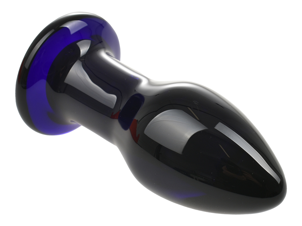 Dop Anal Vibro Plug Glass, Remote Control,10 Moduri Vibratii, Sticla Premium, USB, Albastru, 10.3 cm, Guilty Toys, Backdoor Pleasure
