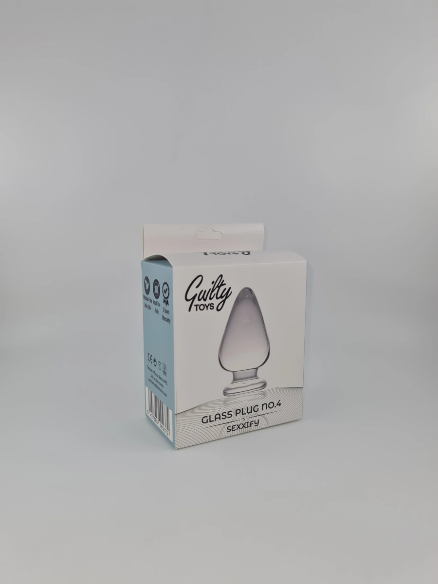 Dop Anal Glass Plug No. 4, Sticla Premium, Transparent, 10.5 cm, Guilty Toys, Sexxify
