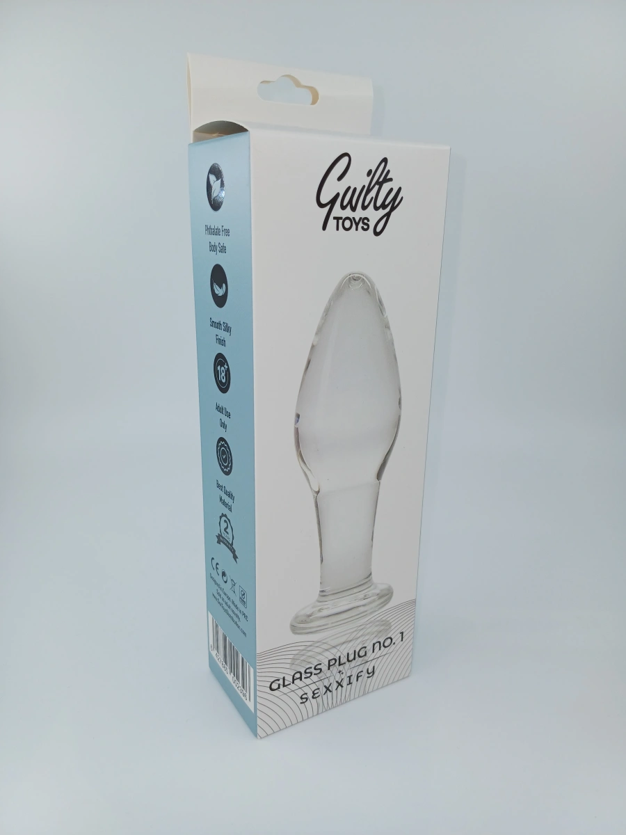Dop Anal Glass Plug No. 1, Sticla Premium, Transparent, 10 cm, Guilty Toys, Sexxify
