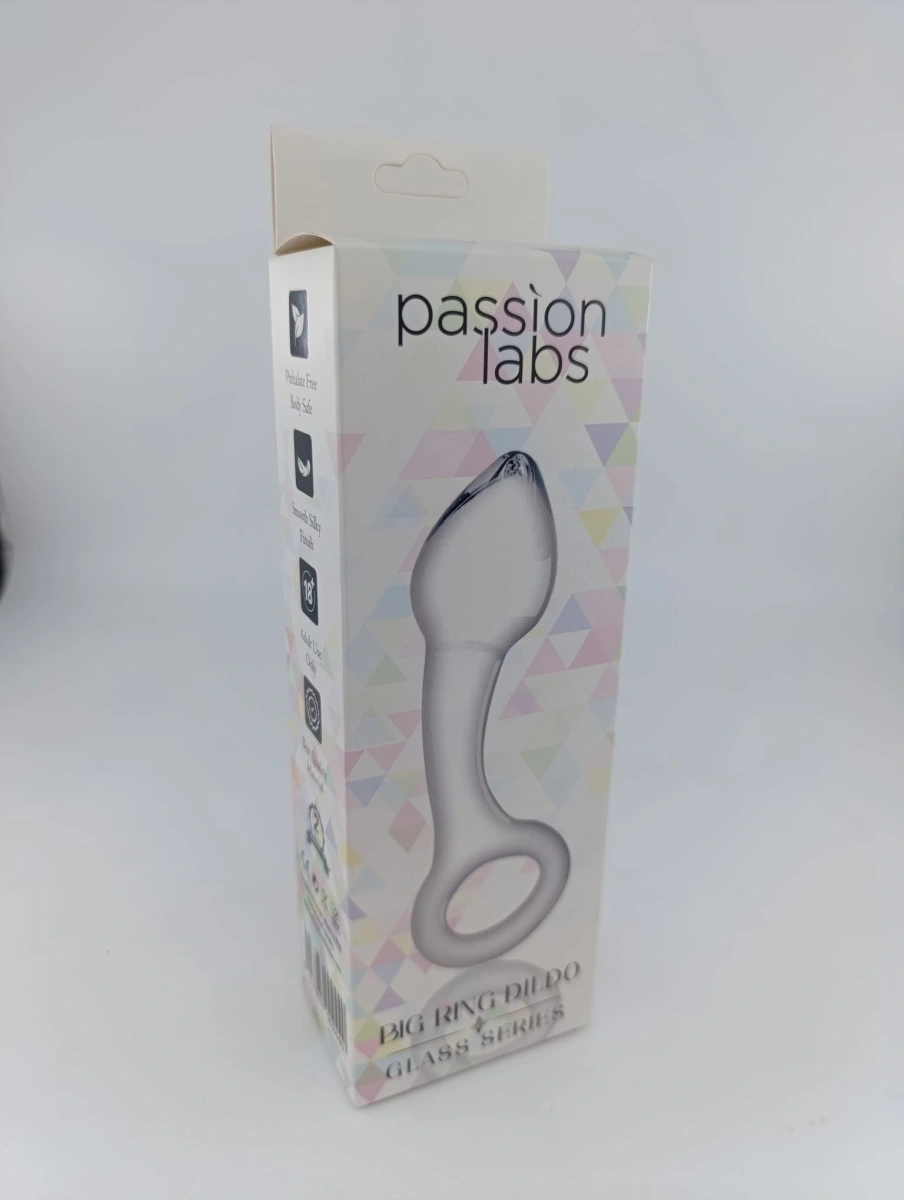Dildo Big Ring, Sticla Premium, Transparent, 13 cm, Passion Labs, Glass Series