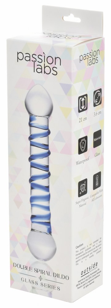 Dildo Dublu Double Spiral, Sticla Premium, Transparent, 21 cm, Passion Labs, Glass Series